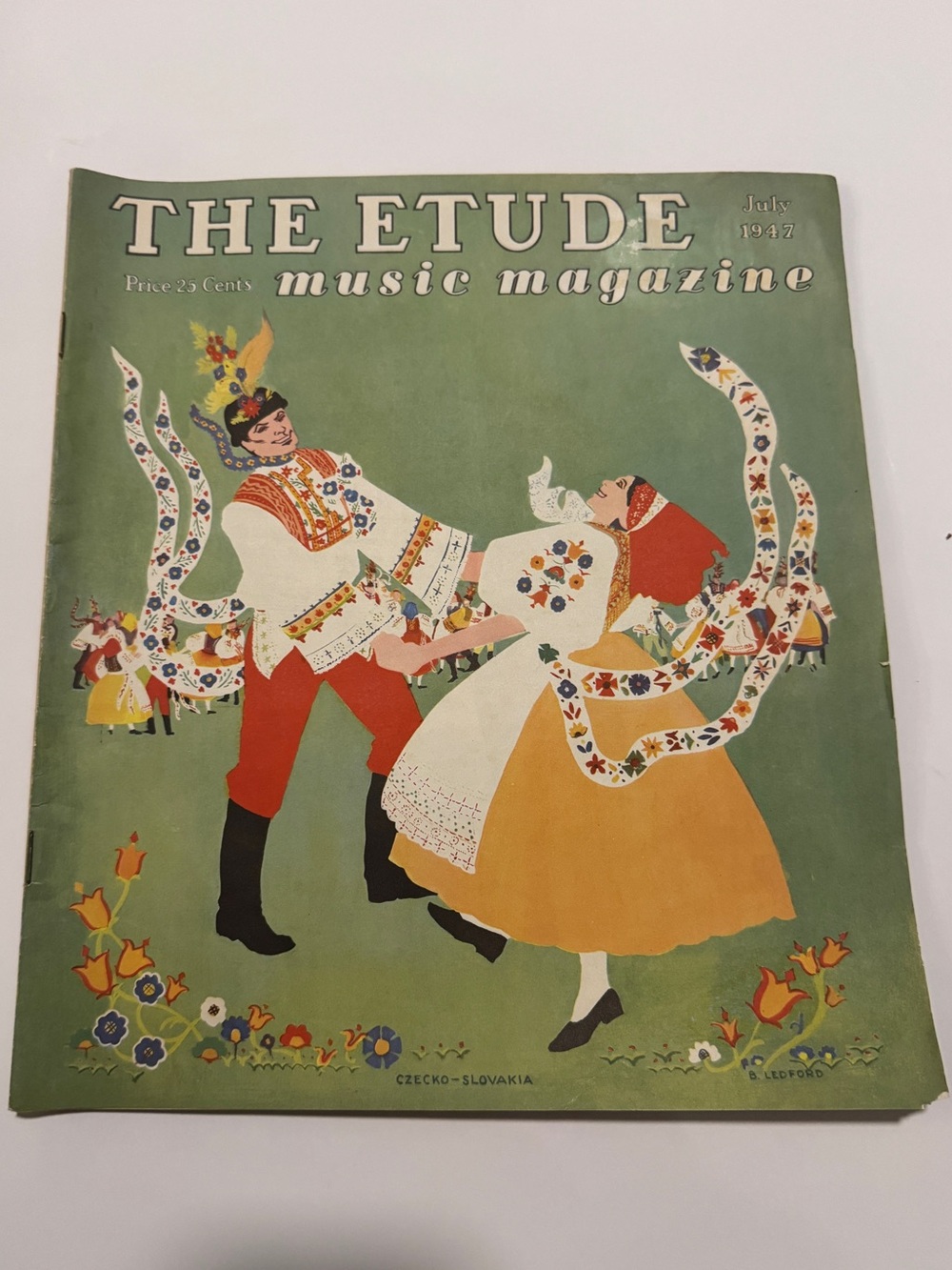 Vintage 1947 The Etude Music Magazine July Czechoslovakia Folk Dance Cover